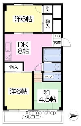 オックスフォードサーカス一番町[3DK/54.33m2]の間取図