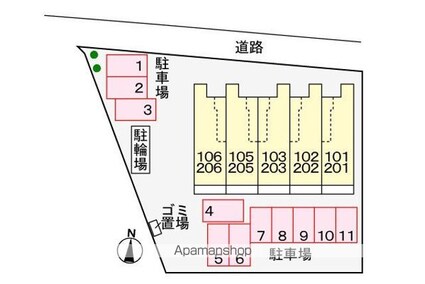 ヴィラ・グウルドイル[1R/32.94m2]の配置図