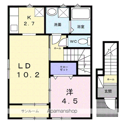 フォルトーナⅤ[1LDK/43.95m2]の間取図