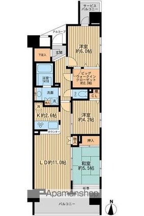 エコロジー錦糸町レジデンス[3LDK/70.6m2]の間取図