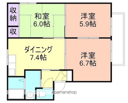 シャーメゾンくすの木[3DK/54.07m2]の間取図