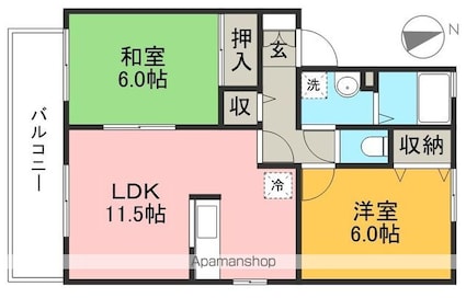 セジュールＭＩＫＩ[2LDK/53.6m2]の間取図