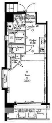 グラビスコート十日市[1K/31.35m2]の間取図