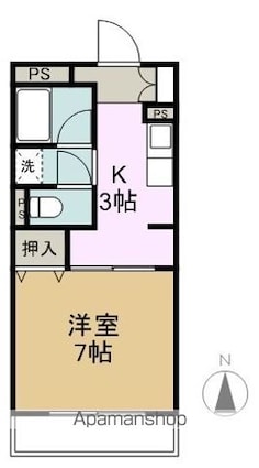石芝イン・北[1K/25.54m2]の間取図