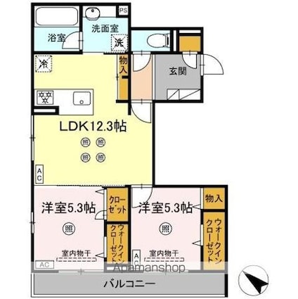 スリール・コート[2LDK/58.95m2]の間取図