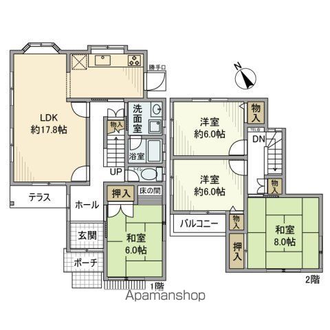 枚方市 2階建 築39年の間取り写真