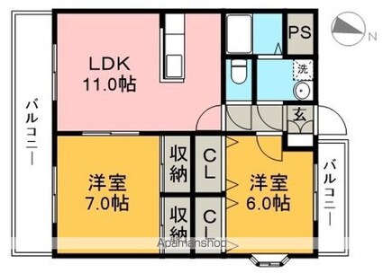 ハイツショウエイ　１番館[2LDK/51.84m2]の間取図