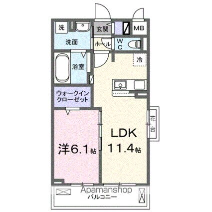 アウラティエ[1LDK/42.51m2]の間取図
