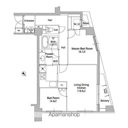 コンフォリア原宿[2LDK/63.32m2]の間取図