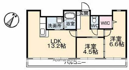 Ｃ．Ｃ．ＣＯＵＲＴ五日市駅前[2LDK/56.66m2]の間取図