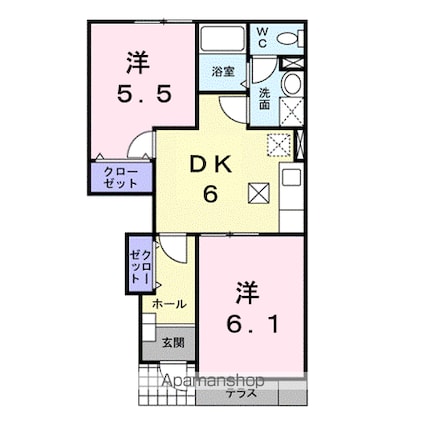 Ｂａｍｂｏｏ仲道[2DK/42.77m2]の間取図