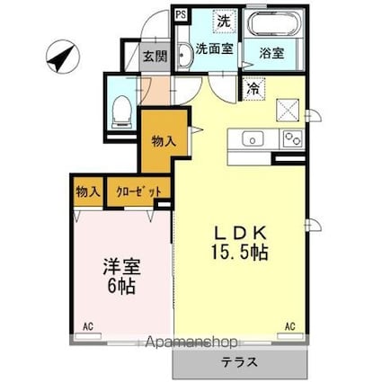ＣＡＳＡ　ｄｅ　Ｋｏｕ[1LDK/51.57m2]の間取図