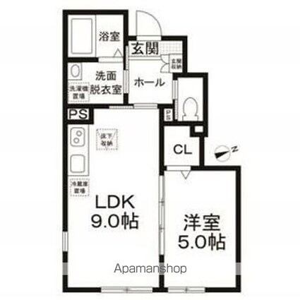 フェリックス花見堂[1LDK/34.91m2]の間取図