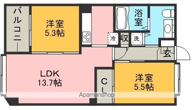 【福岡市中央区渡辺通のマンションの間取り】