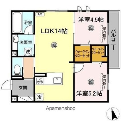 サンコートＨＩＫＡＲＩ[2LDK/56.98m2]の間取図
