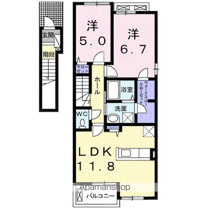 フォレスト　ガーデン　Ｄ[2LDK/58.63m2]の間取図