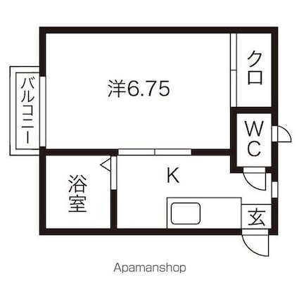 スノーホワイトＡ[1K/22.77m2]の間取図