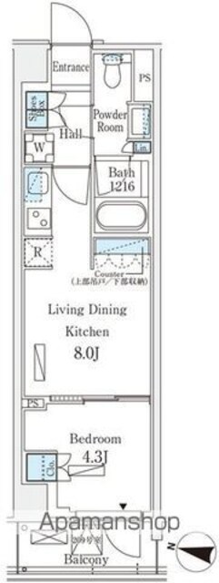 ロイヤルパークス赤羽サウス[1LDK/32.55m2]の間取図
