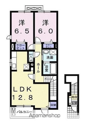 ソレイユＫ枝松Ｃ[2LDK/62.45m2]の間取図