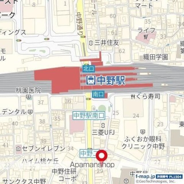 東京都中野区中野２丁目[1DK/35.97m2]の周辺