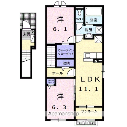ＧＲＡＮＤ　ＦＩＥＬＤ　Ｂ[2LDK/62.05m2]の間取図