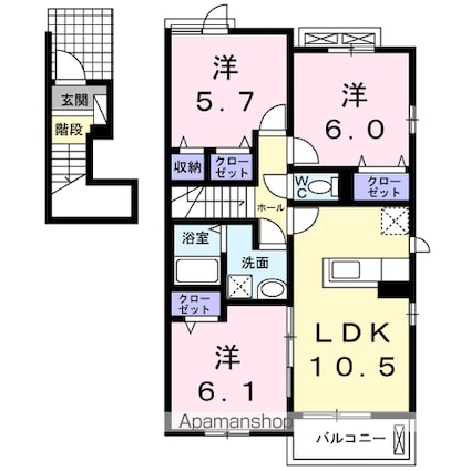 メゾン　プランドール[3LDK/67.27m2]の間取図