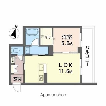 ファルコ鷹匠[1LDK/42.66m2]の間取図