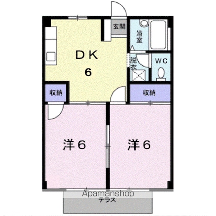 サンハイツ藤Ｂ[2DK/39.74m2]の間取図