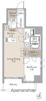シーズンフラッツ青葉通一番町[1LDK/41.9m2]の間取図