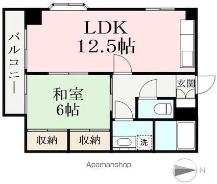 福井県福井市南四ツ居１丁目[1LDK/49.58m2]の間取図