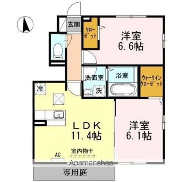 サンハイムＫ[2LDK/55.75m2]の間取図