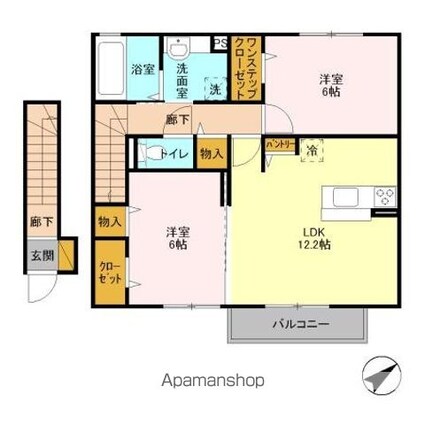 サンシャイン道野辺中央　Ｂ[2LDK/64.92m2]の間取図