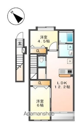 東京都八王子市上柚木２丁目[2LDK/56.16m2]の間取図