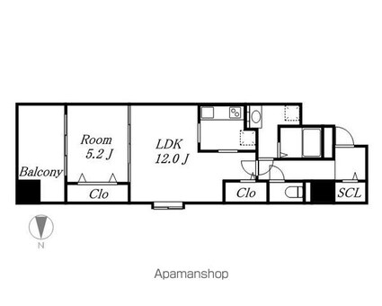 名駅アイサンメゾン[1LDK/49.21m2]の間取図