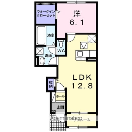 熊本県人吉市温泉町[1LDK/50.16m2]の間取図