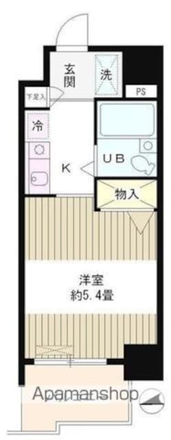 東京都新宿区大京町[1K/16.68m2]の間取図