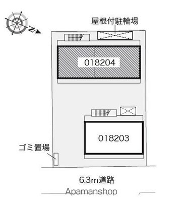 レオパレスアルバⅡ[1K/19.87m2]の配置図