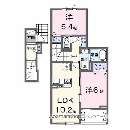 仮）六高台５丁目アパートⅠ[2LDK/54.61m2]の間取図