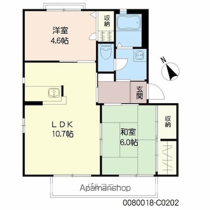 ビーチ・ヒル　Ｃ棟[2LDK/50.04m2]の間取図