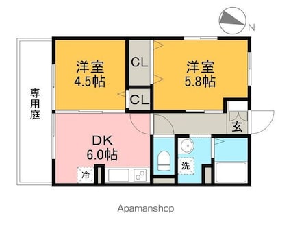 高知県高知市南万々[2DK/40.29m2]の間取図