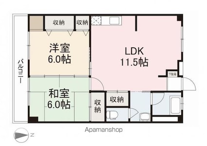 中村第一ビル[2LDK/58.5m2]の間取図