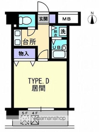 リマーク上之町[1K/26.03m2]の間取図