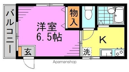 東京都中野区中央５丁目[1K/20.5m2]の間取図