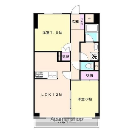 東京都北区岩淵町[2LDK/57m2]の間取図