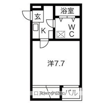 インフィニティ今池[1K/24.47m2]の間取図