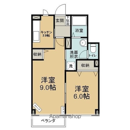 フルール[2K/40.87m2]の間取図
