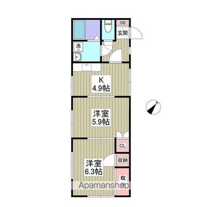 ハイツ中根[2DK/40.31m2]の間取図