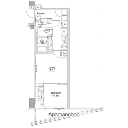 ザ・パークハビオ渋谷クロス[1DK/37.79m2]の間取図