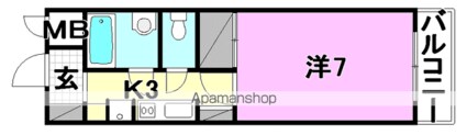 サンエイハイツ萱町[1K/24.75m2]の間取図