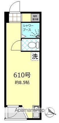 赤坂キャステール[1R/19.13m2]の間取図